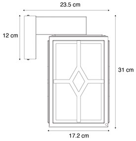 Zewnetrzna Klasyczna lampa ścienna zewnętrzna czarna IP44 - Dover klasyczny/Antyczny Oswietlenie zewnetrzne