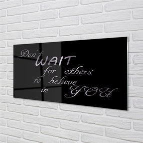 Panel szklany do Kuchni Napis w Stylu Metalicznym