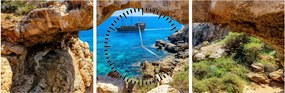 Obraz - Cape Greco (z zegarem) (90x30 cm)