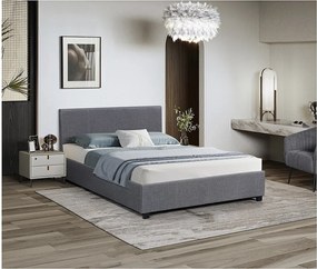 Podwójne łóżko z pojemnikiem "Carla" - 160 x 200 - Szare, stelaż i zagłówek w zestawie