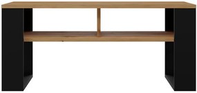 Minimalistyczna ława do narożnika dąb artisan + czarny - Renfi 5X