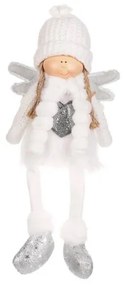 Dekoracja świąteczna Anioł z sercem, wys. 41 cm, biały