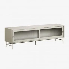 Szafka Rtv Paoline 180x40 Cm Ze Stali I Szkła Awokado - Sklum