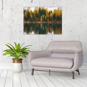 Obraz na szkle - leśne jezioro (70x50 cm)