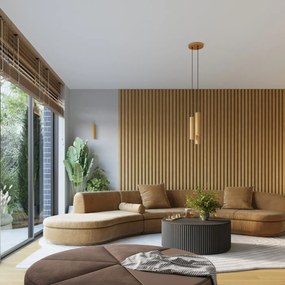 Listwa oświetleniowa 3-punktowa KARBON 3L złota ryflowana SOLLUX  LIGHTING