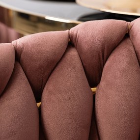Krzesło Tapicerowane Plecione do Salonu CAPI Różowe Welurowe do Toaletki Nowoczesne Glamour