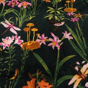 PrzytulneMieszkanie.pl PrzytulneMieszkanie.pl PrzytulneMieszkanie.pl Zestaw pościeli z mikropluszu MYSTIC GARDEN ciemnozielona + prześcieradło z mikropluszu SOFT 90x200 cm białe, pojedyncze łóżko