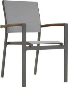 Zestaw 4 stohowalnych krzeseł tarasowych, aluminium, szare