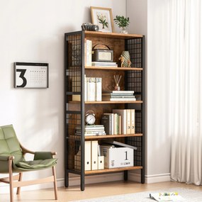 Szafka w stylu industrialnym – 74 x 30 x 155 cm, 5 półek, MDF i metal, styl loftowy, kompaktowa i solidna konstrukcja