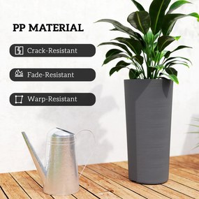 Outsunny Zestaw 2 Donic, Stosowane jedna w drugiej, Donice z Odpływem 35x35 cm, Okrągłe, Ciemnoszare | Aosom PL