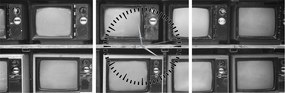 Obraz - Retro TV (z zegarem) (90x30 cm)