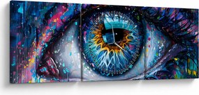 Obraz - Malowanie oczu (z zegarem) (90x30 cm)