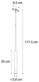 Nowoczesna czarna lampa wisząca do systemu szynowego jednofazowego - Slimline Keno Nowoczesny Oswietlenie wewnetrzne
