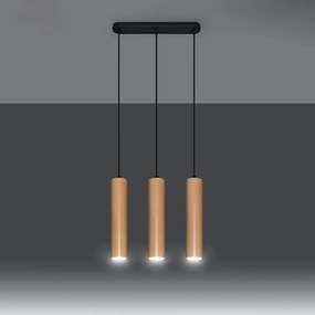 Lampa wisząca LINO 3L drewniana SOLLUX  LIGHTING