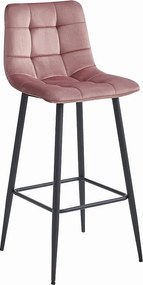 Hoker barowy Valora TEOTO, ciemnoróżowy aksamit, czarne stalowe nogi x1