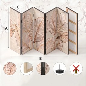 Parawan pokojowy 5-częściowy 225x172 Dwustronny dekoracyjny glamour romantyczny Szary Białe Orchidee Z Rosą