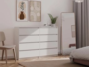 Komoda 8 szuflad, duża, bez uchwytów Malwa M8/140 BIAŁY