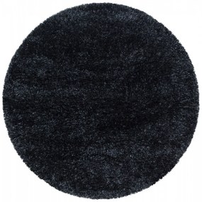 Dywan shaggy poliestrowy Brilliant czarny koło 80 cm x 80 cm