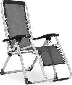 Regulowany leżak ogrodowy, składany, z poduszką Corsica 009, czarny