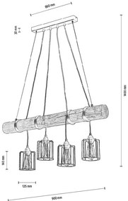 Lampa wisząca na belce sosna naturalna - A01-Olivia