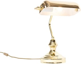 Klasyczna lampa stołowa / lampa notariusza mosiądz - Banker