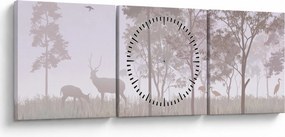 Obraz - Lasek, jednokolorowy (z zegarem) (90x30 cm)
