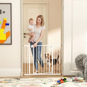 PawHut Bramka Ochronna Barierka Bez Wiercenia z Automatycznym Zamknięciem dla Dzieci Kuchni Schodów 76–103 x 76 cm Biała | Aosom PL