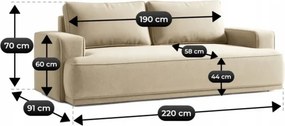Sofa z Funkcją Spania CAMELIA Beżowa Boucle Japandi