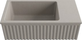 Umywalka betonowa ryflowana nablatowa / wisząca prostokątna 60 x 30 cm WELLE | różne kolory : Kolor - Cappuccino, Typ montażu - podwieszana