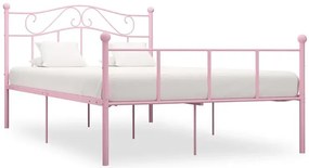 Różowe metalowe łóżko w stylu loft 160x200 cm - Fiosa