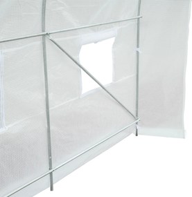 Outsunny foliowa szklarnia ogrodowa 35x2x2m z 6 oknami wentylacyjnymi biała trwała i przestronna | Aosom PL