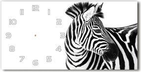Zegar ścienny szklany cichy Zebra w śniegu
