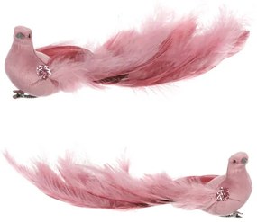 Różowy paw z klipsem, 25 x 8 x 6 cm, zestaw 4 szt.