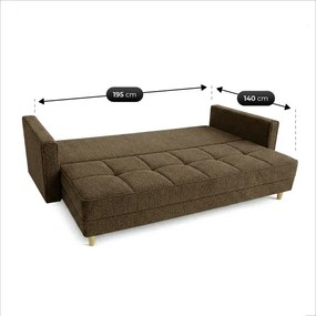 Sofa z Funkcją Spania LONAR Brązowa Boucle Japandi