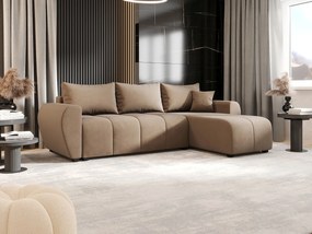 BEDANTE narożnik MOLISA L Itaka 48 prawa brązowy z funkcją spania sofa w kształcie litery L z pojemnikiem na pościel