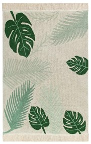 Zielono-kremowy bawełniany dywan dziecięcy tkany ręcznie odpowiedni do prania 140x200 cm Tropical Green – Lorena Canals