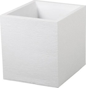 Doniczka Kwadratowa Graphit Biały 39,5 x 39,5 x 43,5 cm - 35 L - Nowoczesny Design - Odporna na Warunki Zewnętrzne i Wewnętrzne