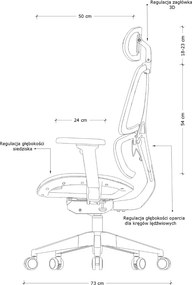 Regulowany fotel biurowy Ergo z zagłówkiem, siatka/siatka