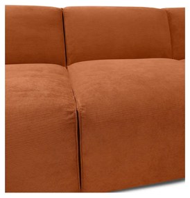 Pomarańczowa sztruksowa sofa modułowa w kształcie litery "U" Scandic Sting, lewostronna