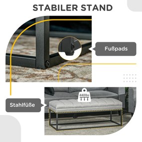 HOMCOM Ławka do Sypialni Tapicerowana Lnianym Wyglądem Jasnoszara Stylowa i Wytrzymała do 200kg | Aosom PL