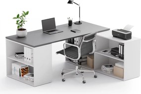 Biurko z przestrzenią do przechowywania BLOCK B01, 180 × 160 cm, biały/grafit