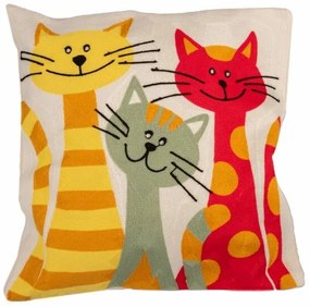 Poszewka dzianinowa na poduszkę Koty, 45 x 45 cm
