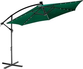 STILISTA  Parasol ogrodowy z rączką 3,5m, zielony + LED