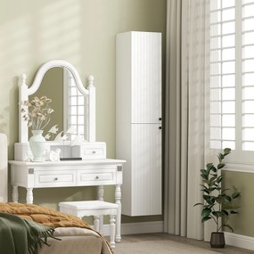 HOMCOM Wiszący szafkę łazienkową, lakierowana powierzchnia, 6 półek, MDF, Biały