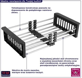 Regulowany czarny ociekacz na zlew - Joprus