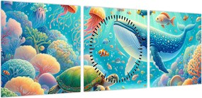 Obraz - Świat pod wodą (z zegarem) (90x30 cm)