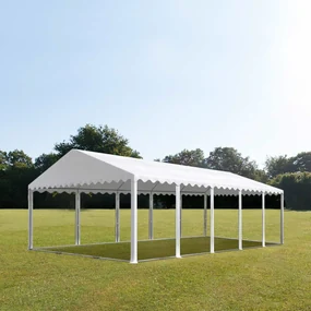 TOOLPORT 5x10 m Namiot imprezowy bez ścian bocznych, plandeka PVC, biały, z ramą podłogową - (1058)