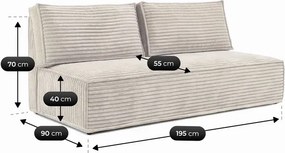 Sofa z Funkcją Spania MAVIA Jasnobeżowa Sztruksowa Nowoczesna