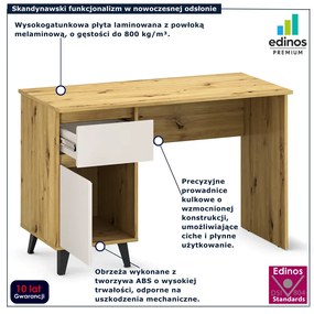 Biurko w stylu skandynawskim dąb artisan + kaszmir P5-D34