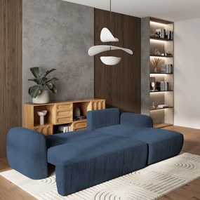 Masseno Narożnik MODENZA z funkcją spania i pojemnikiem na pościel Narozniki L, Rozkładana sofa - Niebieski, POSO 05